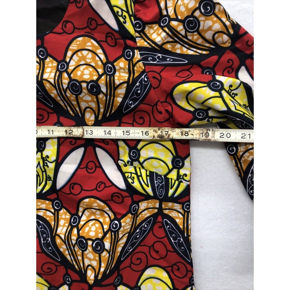 Fantabela Women's Dress Shirt Size 38 African Print Puff Sleeve Multicolor - Picture 16 of 16